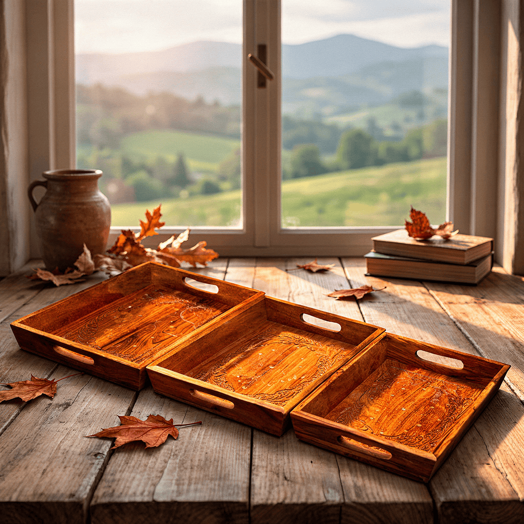 Wooden Tray Set